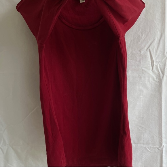 Burberry Brit scoop neck three-quarter sleeve plaid cuffs, red, size M - Picture 2 of 7